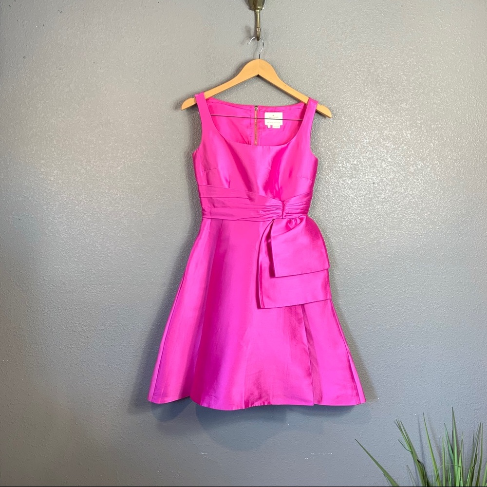 Kate Spade hot pink taffeta fit n flare mini dress